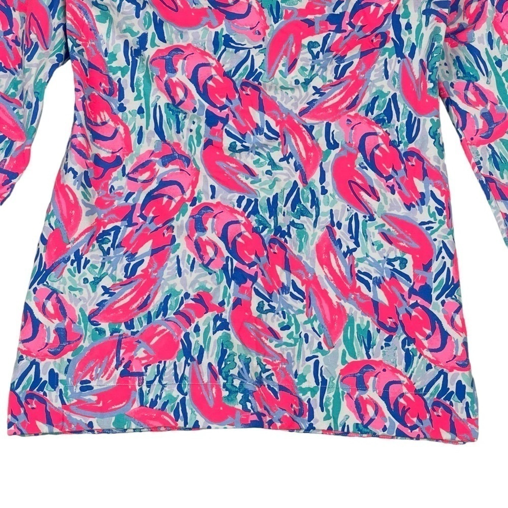Lilly Pulitzer Popover XS Cosmic Coral Cracked Up Lobster Half Zip Preppy Bright - Picture 10 of 13